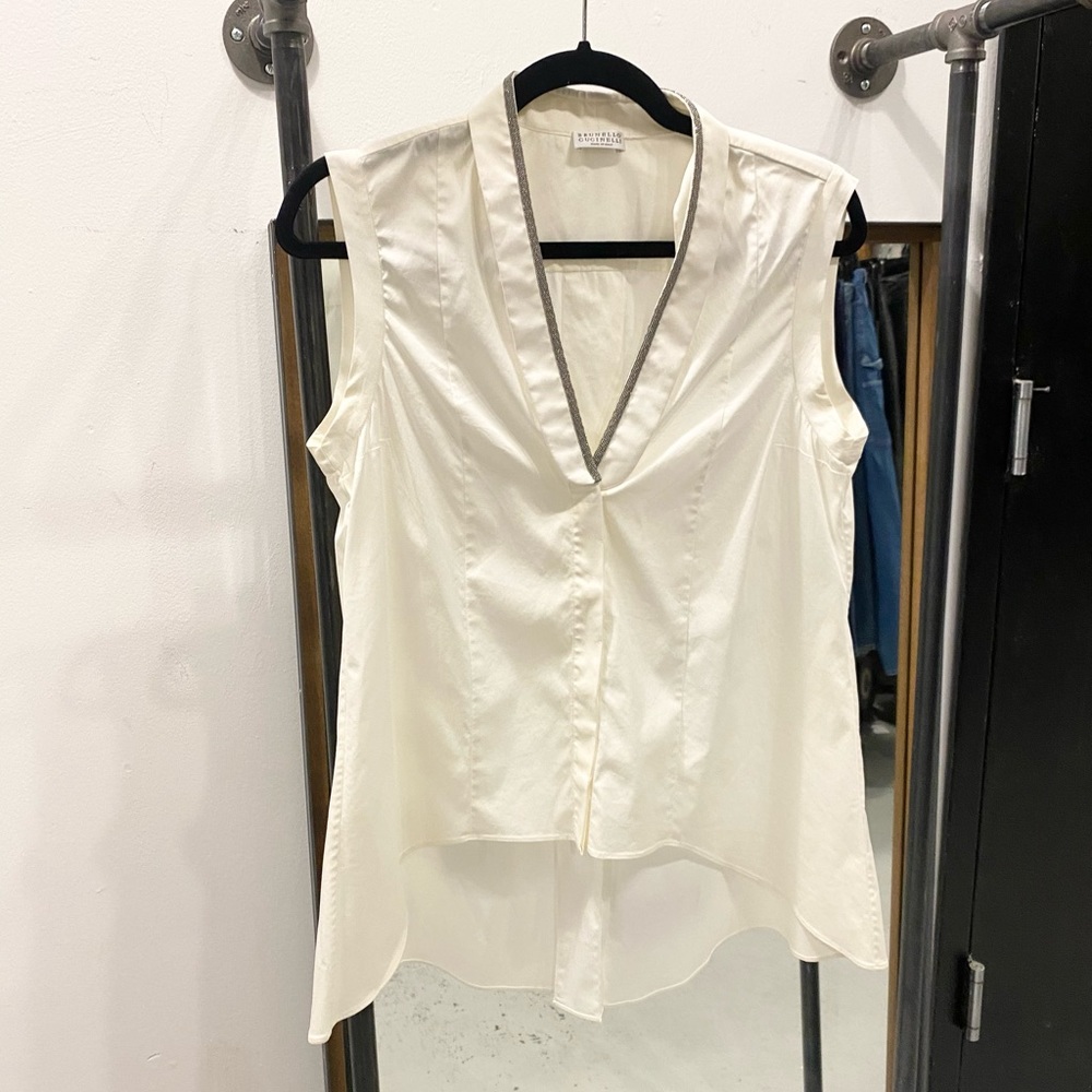 BRUNELLO CUCINELLI Cotton sleeveless Shirt beaded